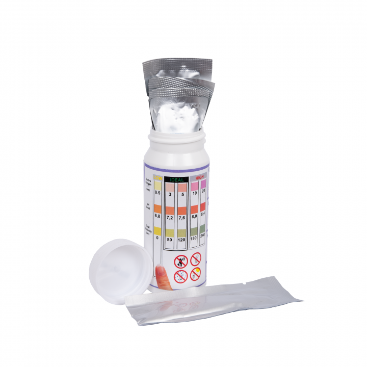 Vandens testavimo juostelės Easy-Dip 3 in 1, PH/O2/Šarmingumui tirti, 50 vnt