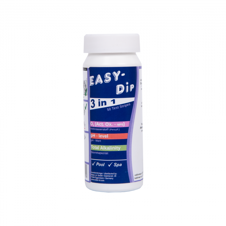 Vandens testavimo juostelės Easy-Dip 3 in 1, PH/O2/Šarmingumui tirti, 50 vnt