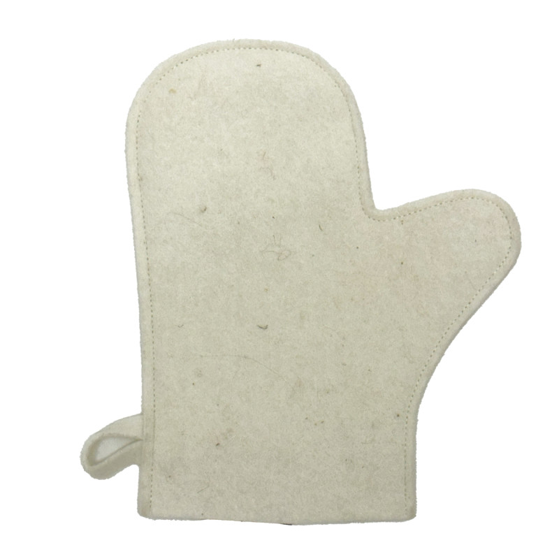 Vilnonė pirštinė pirčiai, balta