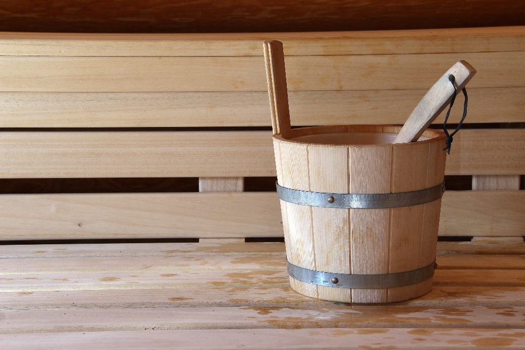 Moisture remaining on sauna benches
